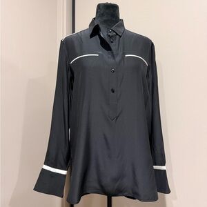 Rag & Bone Black Button Down Shirt with White Accents